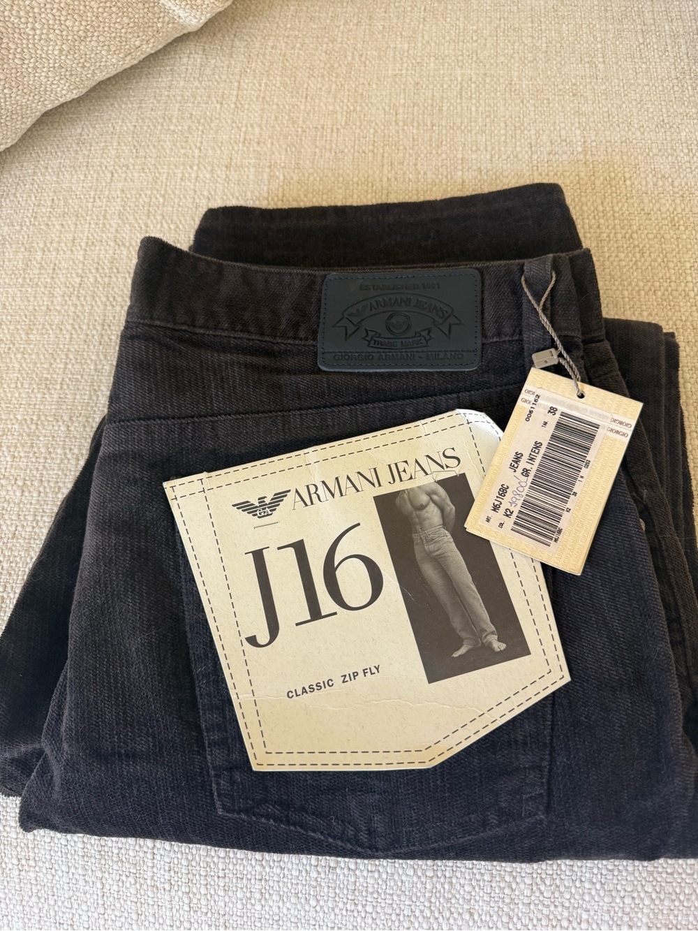 Armani Jeans Black Denim Logo Patch Jeans